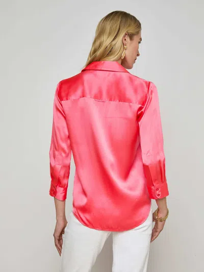 L Agence Dani Silk Blouse In Pink