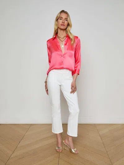L Agence Dani Silk Blouse In Pink