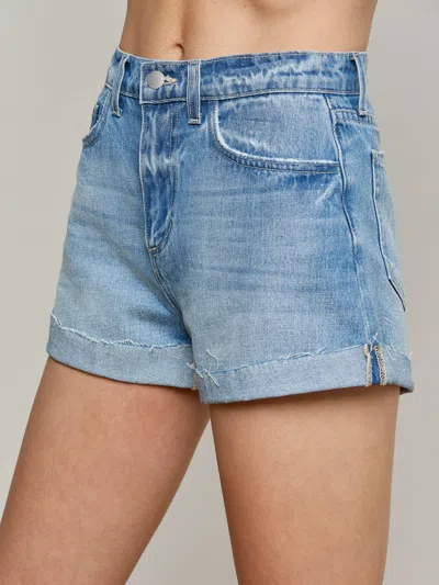 L'agence Jazzy Cuffed Denim Short In Gray
