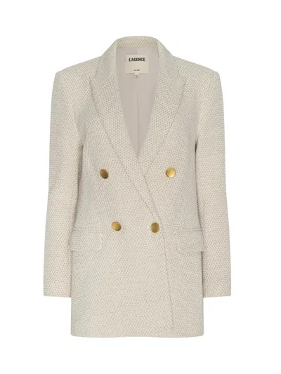 L Agence Riva Oversized Knit Blazer In Neutral