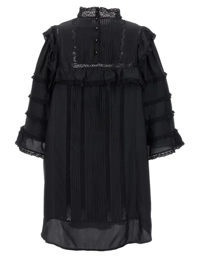 Isabel Marant Zakae Ruffle-trimmed Silk Minidress In Black