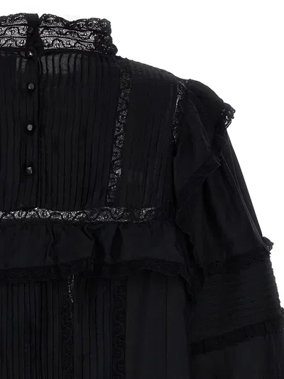 Isabel Marant Zakae Ruffle-trimmed Silk Minidress In Black