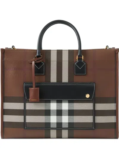 Burberry Freya Check Canvas Mini Tote Bag