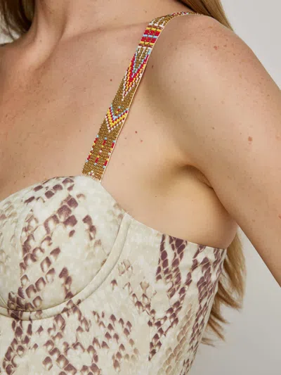 L Agence Sutton Beaded Strap Maxi Dress In Neutral