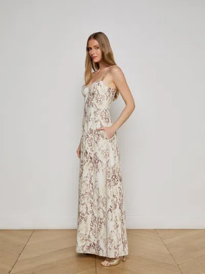 L Agence Sutton Beaded Strap Maxi Dress In Neutral