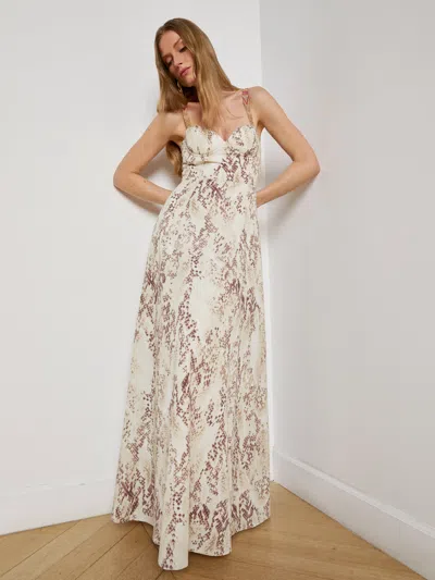L Agence Sutton Beaded Strap Maxi Dress In Neutral