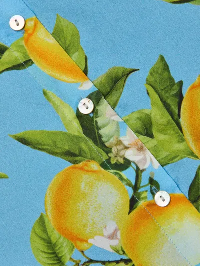 L Agence Floral Lemon Tyler Silk Blouse In Blue
