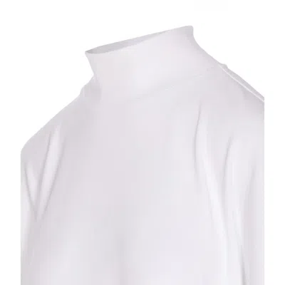 Alaïa High Neck Button Detail Cropped Top In White