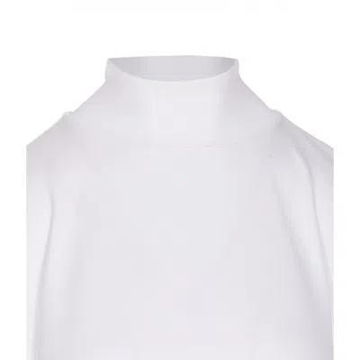 Alaïa High Neck Button Detail Cropped Top In White