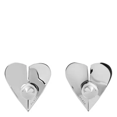 Alaïa Alaia Le Coeur Torn Silver Earrings Women In Silver