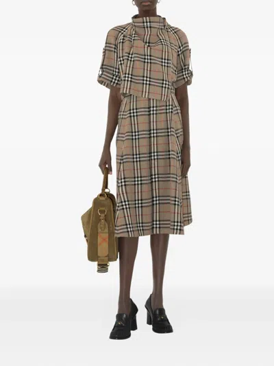 Burberry Check Silk Blend Trench Dress In Multi