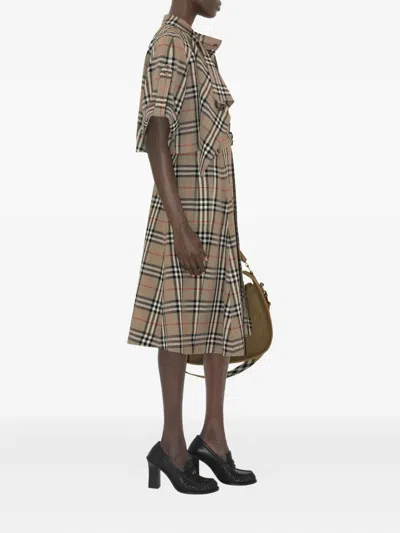 Burberry Check Silk Blend Trench Dress In Multi