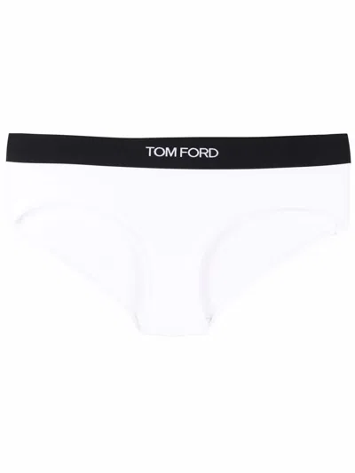 Tom Ford Elastic-waistband Logo Briefs In White