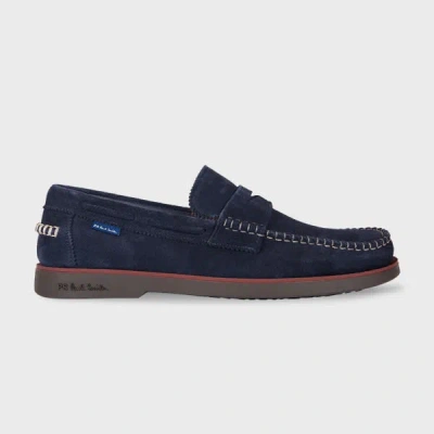 Ps By Paul Smith Stitched Suede Loafers In Blue