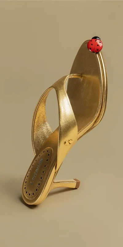 Larroude Gaia Sandal Metallic Leather Gold In Gold