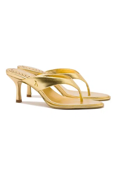 Larroude Gaia Sandal Metallic Leather Gold In Gold