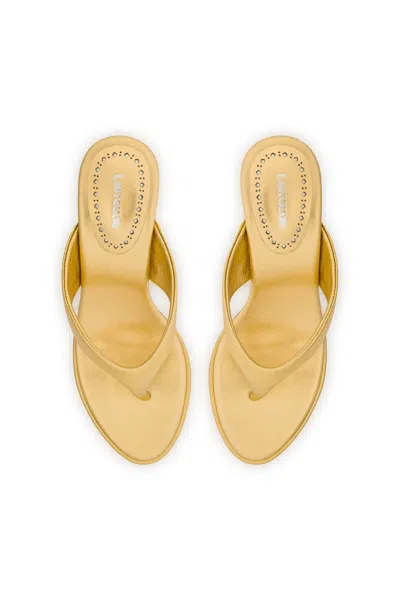 Larroude Gaia Sandal Metallic Leather Gold In Gold