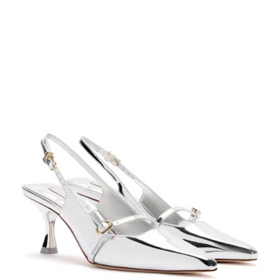 Larroude Ines Pump Silver Specchio In Silver