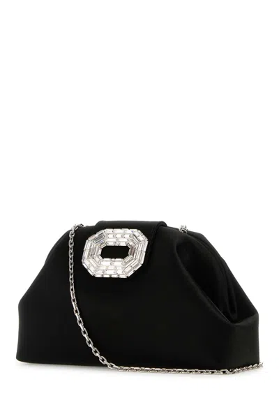 Amina Muaddi Satin Finish Shoulder Bag With Embellished Buckle