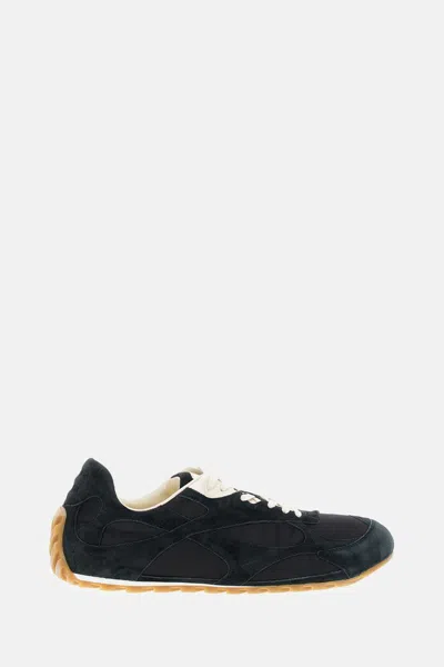 Bottega Veneta Black Suede And Nylon Orbit Flash Sneakers In Blue