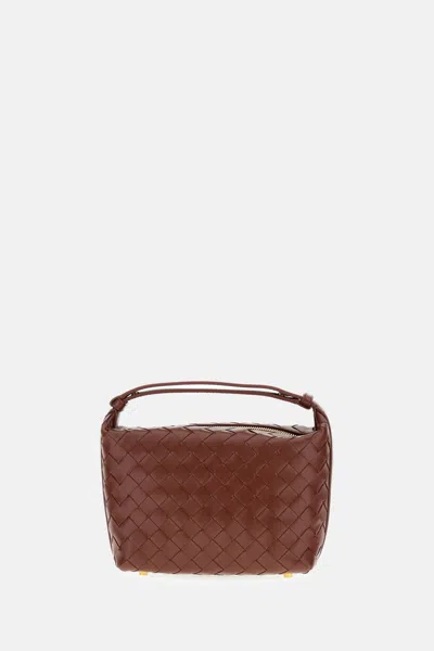 Bottega Veneta Women Wallace Leather Shoulder Bag With Intrecciato Motif In Brown