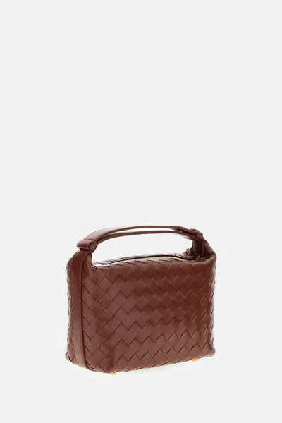 Bottega Veneta Women Wallace Leather Shoulder Bag With Intrecciato Motif In Brown