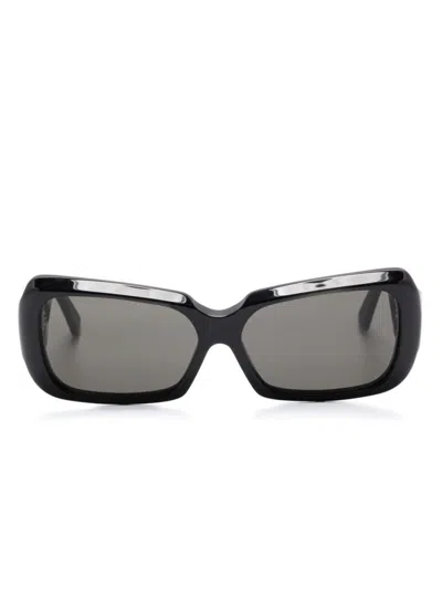 Phoebe Philo Black Frame Sunglasses With Curved Tips And Protective Case In Black