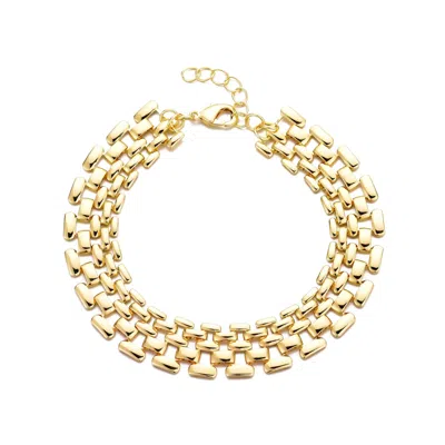 Adornia 14k Gold Plated Grid Chain Bracelet In Gold