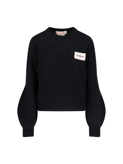 Marni Womens 00n99 Branded-patch Knitted Cashmere Jumper