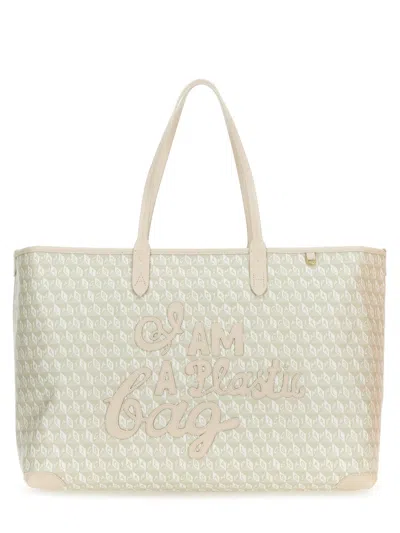 Anya Hindmarch Xs Tote Bag With I Am A Plastic Bag Pattern In Neutral