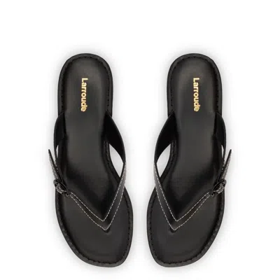 Larroude Mary Kate Flat Sandal Black In Black