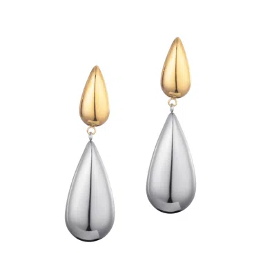Adornia 14k Gold And Silver Plated Mixed Metal Teardrop Drop Earrings In Metallic
