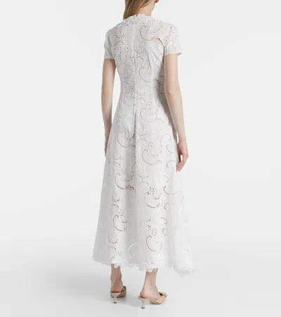 Oscar De La Renta Guipure Lace Midi Dress In White