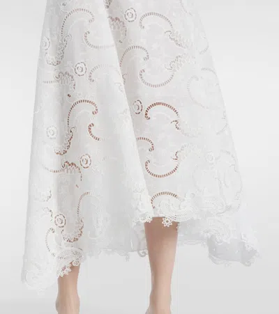 Oscar De La Renta Guipure Lace Midi Dress In White