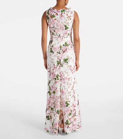Oscar De La Renta Sleeveless Cherry Blossom Guipure Gown In Neutral