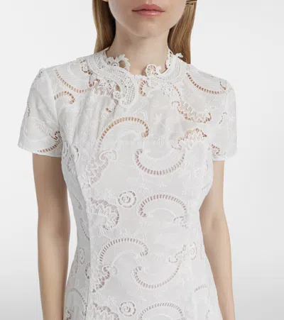 Oscar De La Renta Guipure Lace Midi Dress In White
