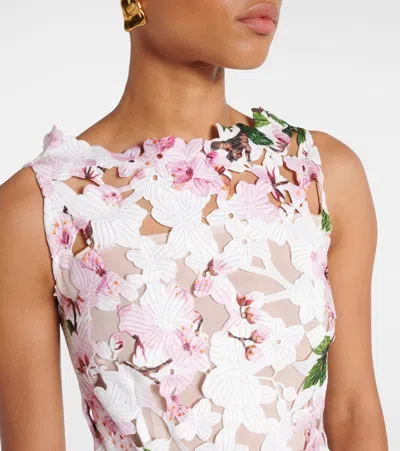 Oscar De La Renta Sleeveless Cherry Blossom Guipure Gown In Neutral