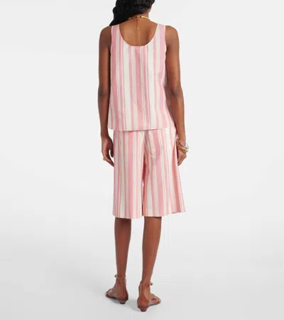 Chloé Logo Striped Cotton Top In Pink