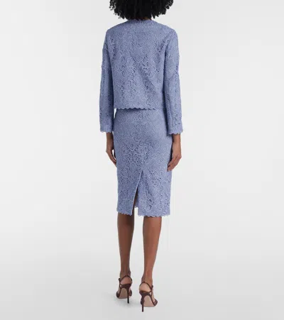 Etro Scalloped Corded Lace Jacket In Blue