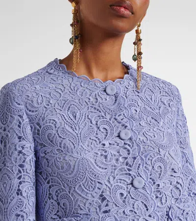 Etro Scalloped Corded Lace Jacket In Blue