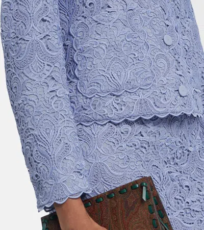 Etro Scalloped Corded Lace Jacket In Blue