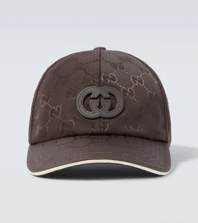 Gucci Baseball Cap Grey In Nylon Gg In Brown