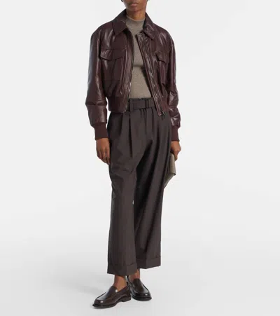 Brunello Cucinelli Baggy Tailored Wool Trousers In Brown