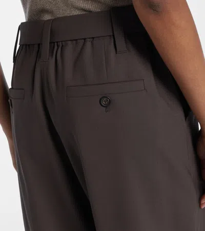 Brunello Cucinelli Baggy Tailored Wool Trousers In Brown
