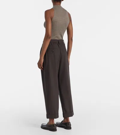 Brunello Cucinelli Baggy Tailored Wool Trousers In Brown