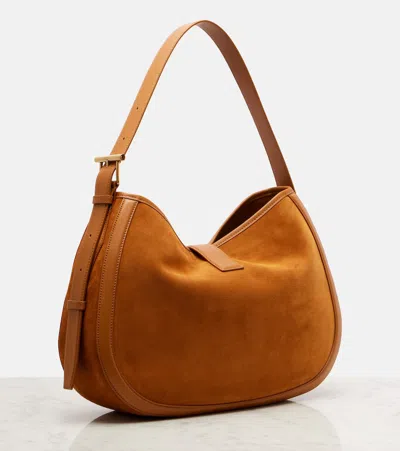 Alexander Mcqueen Brown Shoulder Bag With Adjustable Shoulder Strap And T Buckle Closure On The Front In Suede Woman