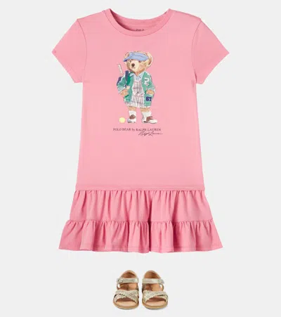 Polo Ralph Lauren Ralph Lauren Polo Bear Tiered Cotton Jersey Dress In Pink
