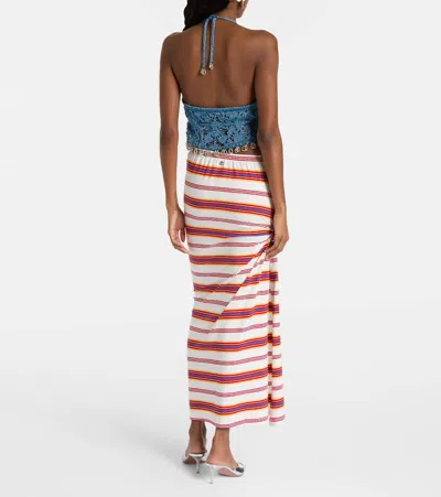 Rabanne Embellished Striped Stretch-jersey Maxi Skirt In Multi