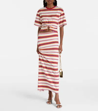 Rabanne Embellished Striped Stretch-jersey Maxi Skirt In Multi
