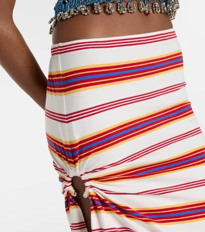 Rabanne Embellished Striped Stretch-jersey Maxi Skirt In Multi
